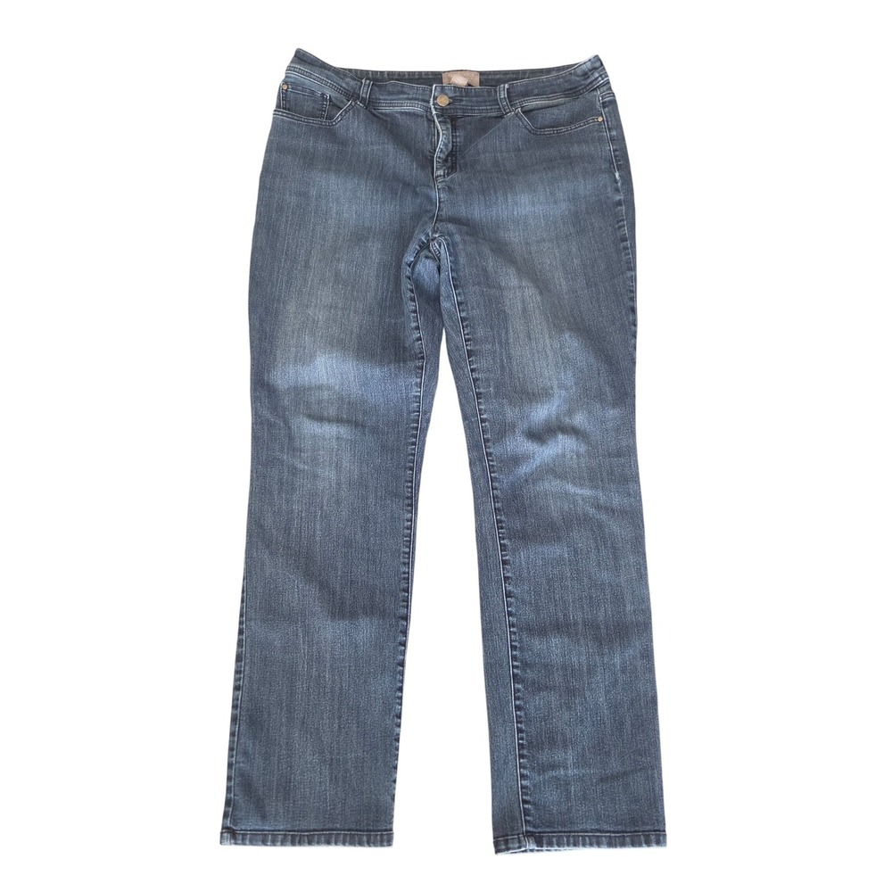 Chicos Fabulously Slimming Straight Leg Jeans Dark Wash Blue Size 2 Regular